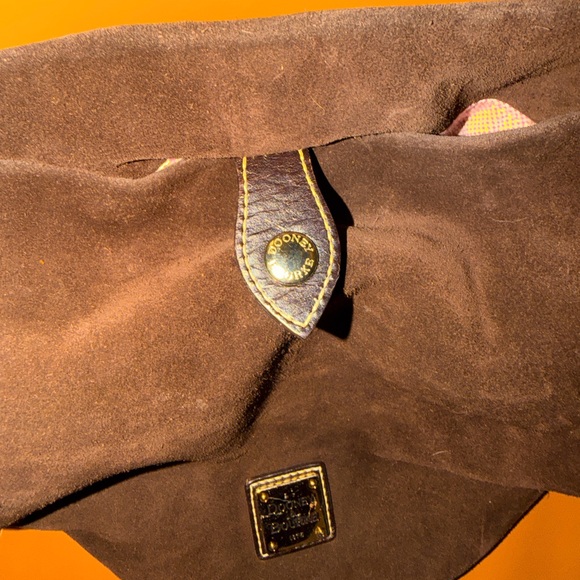 Vintage USA Dooney & Bourke Brown Suede Bucket Bag Purse Snap Bucket Shoulder - Picture 10 of 10